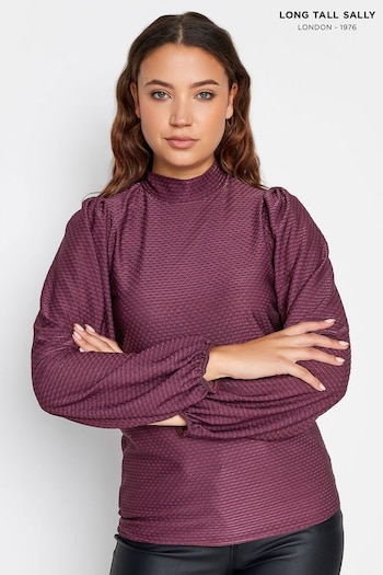 Long Tall Sally Red High Neck Textured Top (Q78026) | £24