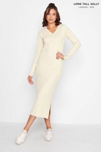 Long Tall Sally Natural Ribbed Long Sleeve Midaxi Dress (Q78032) | £50