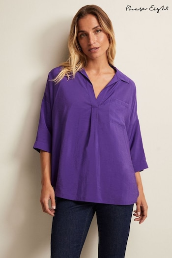 Phase Eight Purple Cynthia Longline Shirt (Q78085) | £69