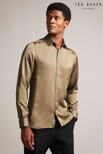 Ted Baker Natural Corato Tan Long Sleeve Party Shirt (Q78098) | £100