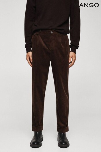 Mango Regular Fit Corduroy Brown Trousers (Q78117) | £60