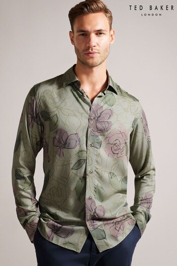 Ted Baker Green Floral Print Shirt (Q78132) | £90