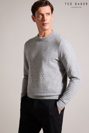 Ted Baker Grey Loung Long Sleeve T Stitch Crew Neck T-Shirt (Q78134) | £95