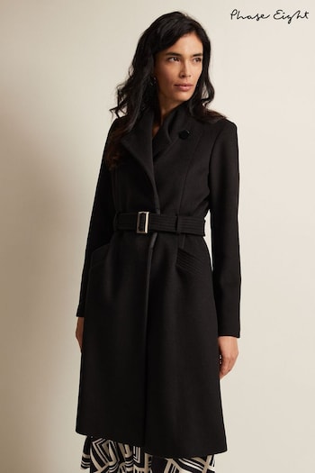Phase Eight Susanna Wool Black Coat (Q78148) | £210 - £219