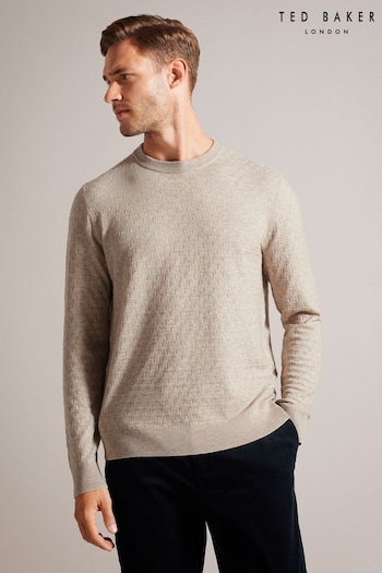 Ted Baker Natural Loung Long Sleeve T Stitch Crew Neck T-Shirt (Q78152) | £95