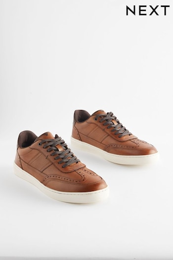 Tan Brown Leather Brogue Trainers (Q78166) | £50