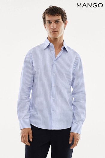 Mango Blue Stripe Long Sleeved Shirt (Q78255) | £50