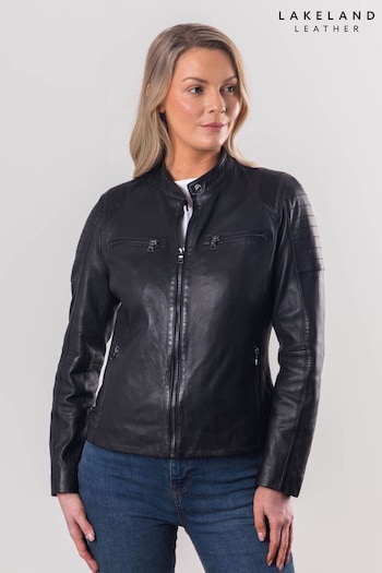 Lakeland Leather Buttermere Leather Racer Black Jacket (Q78265) | £249