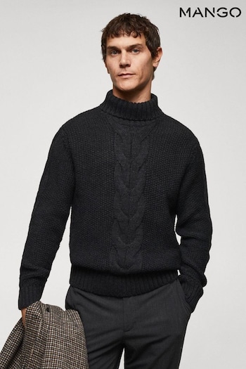 Mango Grey Long Sleeved Roll Neck Cable Knit Jumper (Q78284) | £80