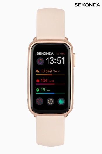 Sekonda Unisex Pink Track 26mm Smart Watch With Rose Gold Case And Silicone Strap With LCD Dial (Q78314) | £45