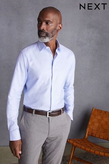 Light Blue Slim Fit Textured Single Cuff Signature Shirt (Q78320) | £52