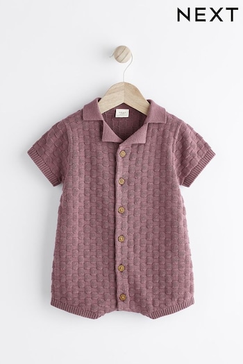 Mauve Purple Baby Knitted Romper (0mths-2yrs) (Q78338) | £13 - £15