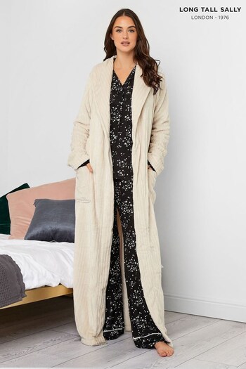 Long Tall Sally Natural Linear Clipped Shawl Collar Robe (Q78366) | £45