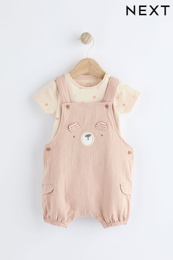 Neutral Bear Woven Dungarees And Bodysuit Set (0mths-2yrs) (Q78368) | £18 - £20