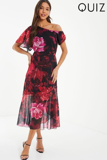 Quiz Red Chiffon Asymmetric Dress (Q78510) | £60