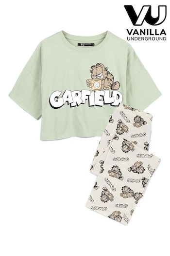 Vanilla Underground Green Garfield Long Leg Pyjama Set (Q78541) | £28