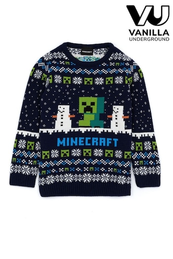 Vanilla Underground Blue Minecraft Kids Christmas Jumper (Q78561) | £30