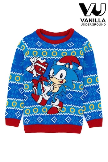 Vanilla Underground Blue Sonic Kids Christmas Jumper (Q78567) | £30