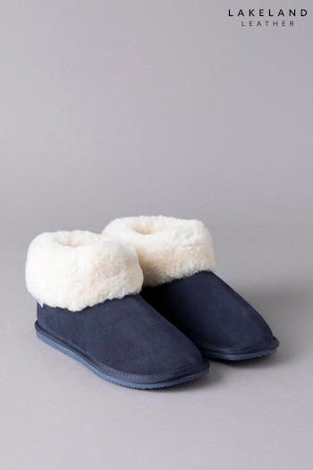 Lakeland Leather Ladies Blue Sheepskin Bootie Slippers (Q78636) | £80