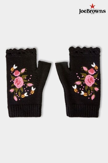 Joe Browns Black So Very Vintage Embroidered Mitts Gloves (Q78653) | £25