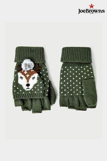 Joe Browns Green Oh Deer Knitted Gloves (Q78669) | £25