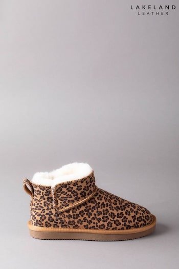 Lakeland Leather Ladies Sheepskin Mini Boots Brown Slippers (Q78671) | £85