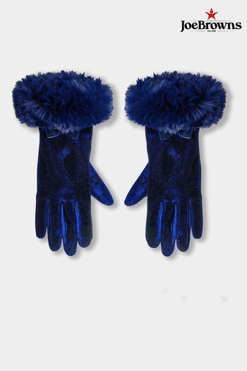 Joe Browns Blue After Dark Faux Fur Trim Gloves (Q78673) | £25