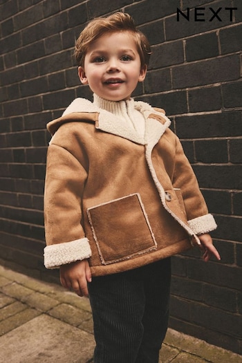 Tan Brown Shearling Coat (3mths-7yrs) (Q78726) | £0