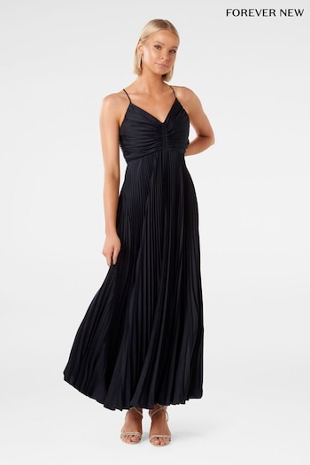 Forever New Black Geri Tie Black Pleated Dress midja (Q78812) | £130