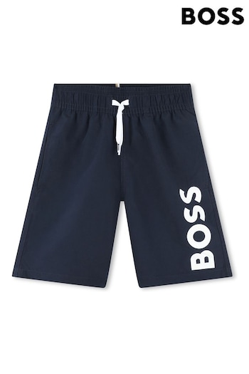 BOSS Dark Blue Logo Swim Shorts (Q78848) | £54 - £64