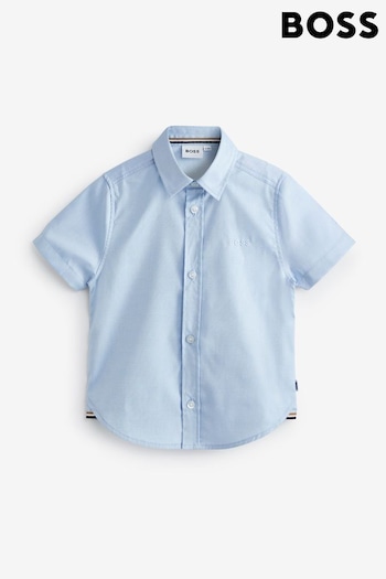 BOSS Blue Short Sleeved Stripe Colourblock Logo T-Shirt (Q78849) | £69 - £80