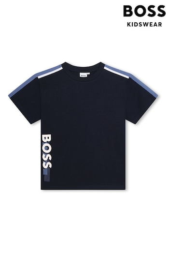 BOSS Blue Short Sleeved Colourblock Logo T-Shirt (Q78860) | £59 - £69