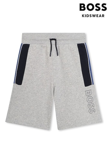 BOSS Grey Logo Jersey Colourblock Shorts (Q78865) | £64 - £74