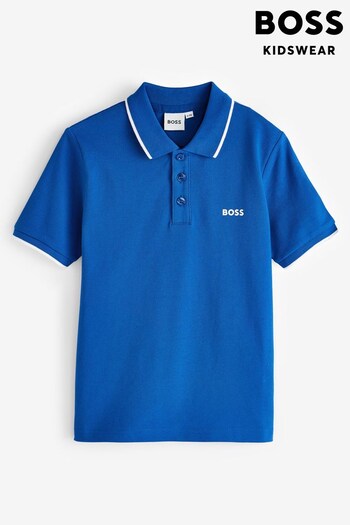 BOSS Blue Short Sleeved Logo Monki Polo Shirt (Q78867) | £54 - £64