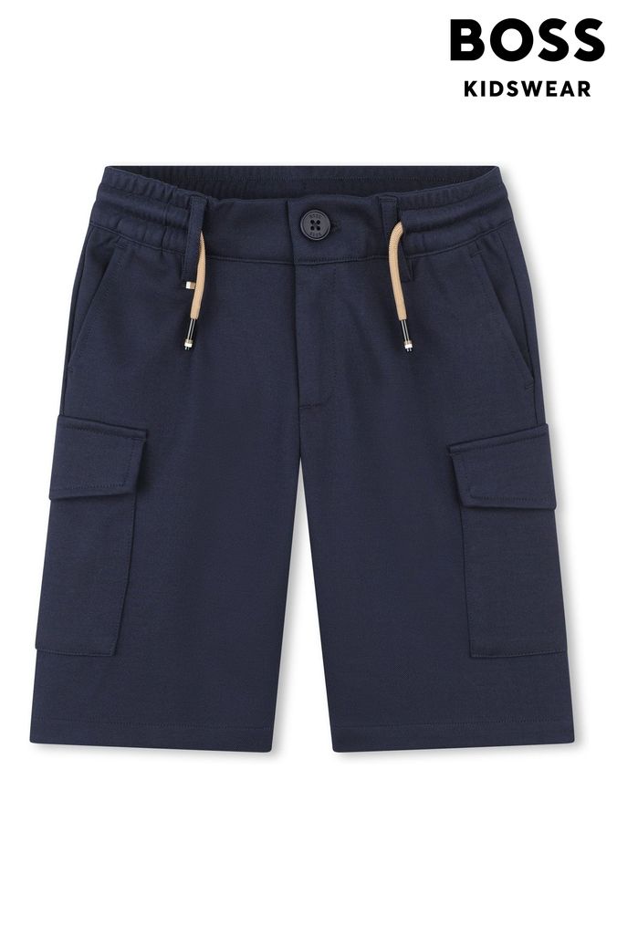BOSS Kidswear logo-patch shorts - Blue