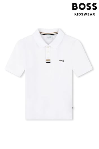 BOSS White Short Sleeved Logo Polo Phone Shirt (Q78900) | £69 - £80