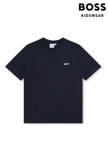 BOSS Navy Blue Short Sleeved Small Logo T-Shirt (Q78905) | £43 - £48