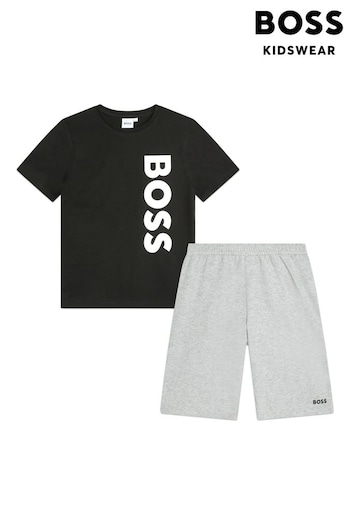 BOSS Black Logo Jersey Top and Short Set (Q78906) | £69 - £80