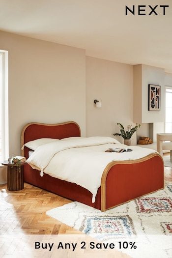 Soft Velvet Rust Brown Chester Wood Upholstered Ottoman Storage Bed Frame (Q78914) | £999 - £1,099