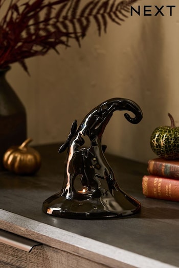 Black Halloween Witches Hat Tea Light Candle Holder (Q79033) | £20