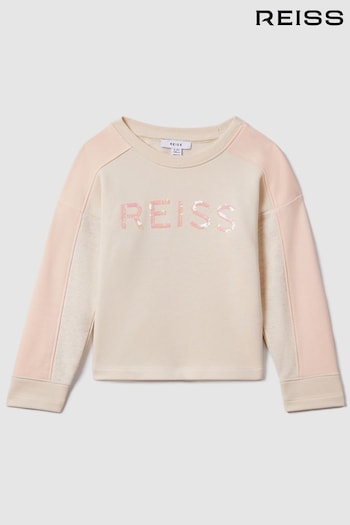 Reiss Pink Ivy Teen Cotton Blend Sequin Sweatshirt (Q79051) | £38
