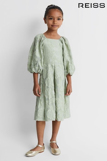 Reiss Sage Thea Teen Jacquard Puff Sleeve Dress (Q79053) | £99