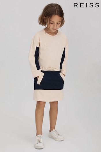 Reiss Ivory Elsa Senior Cotton Jersey Blend Crew Neck Dress (Q79056) | £60