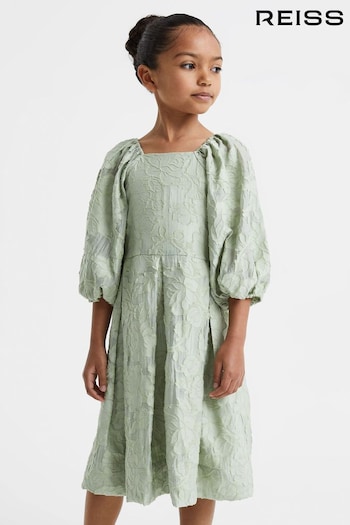 Reiss Sage Thea Senior Jacquard Puff Sleeve Dress (Q79058) | £93