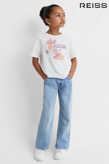 Reiss Ivory Misha Senior Cotton Motif Crew-Neck T-Shirt (Q79059) | £20