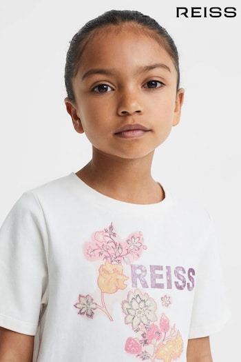 Reiss Ivory Misha Teen Cotton Motif Crew-Neck T-Shirt (Q79071) | £21