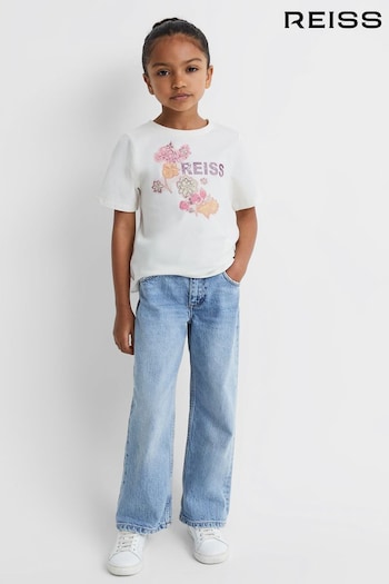 Reiss Ivory Misha Junior Cotton Motif Crew-Neck T-Shirt (Q79072) | £18