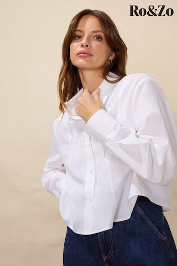 Ro&Zo White Cropped Cotton Shirt (Q79097) | £69