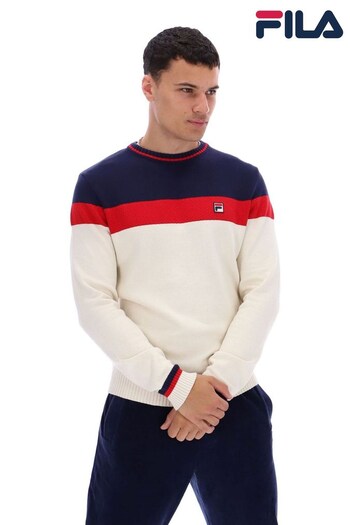 Fila Cream Alden Textured Knitted Colourblock Sweater (Q79121) | £70