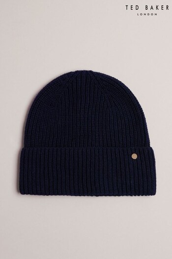 Ted Baker Blue Cashmere Blend Beanie Hat (Q79200) | £40